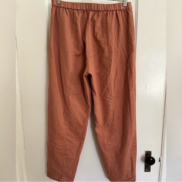Eileen Fisher Terracotta Orange Hemp Loose Fit Stretch Waist Pants - Picture 2 of 5